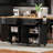 56.5'' Kitchen Island With Drop Leaf, Power Outlet, Embossed Vertical Stripe Rolling Kitchen Cart On Wheels With 4 Doors , 5 Deep Drawers And Adjustable Shelves, For Kitchen, Dining Room-629527321