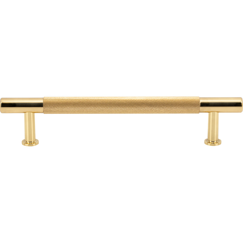Beliza Knurled Bar Pull, Polished Brass, 6 5/16"