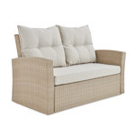 Pangkal Pinang 54" Wide All-Weather Wicker Outdoor Two-Seat Love Seat with Cushions