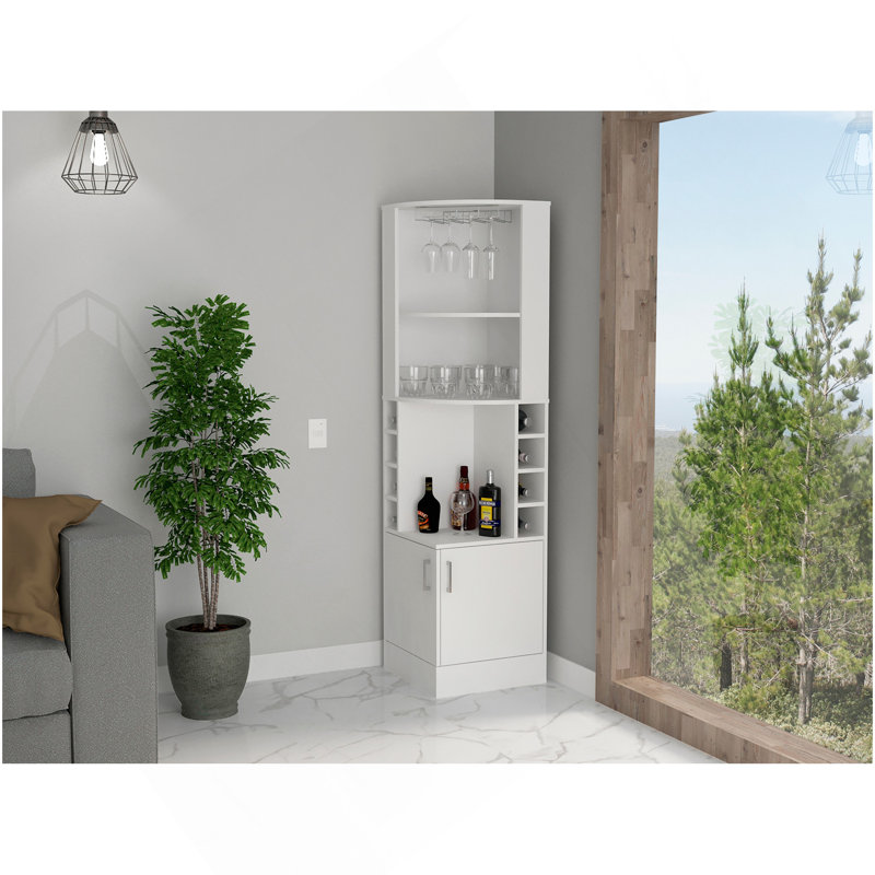 Armoire de bar blanche à 8 tablettes à 2 tablettes