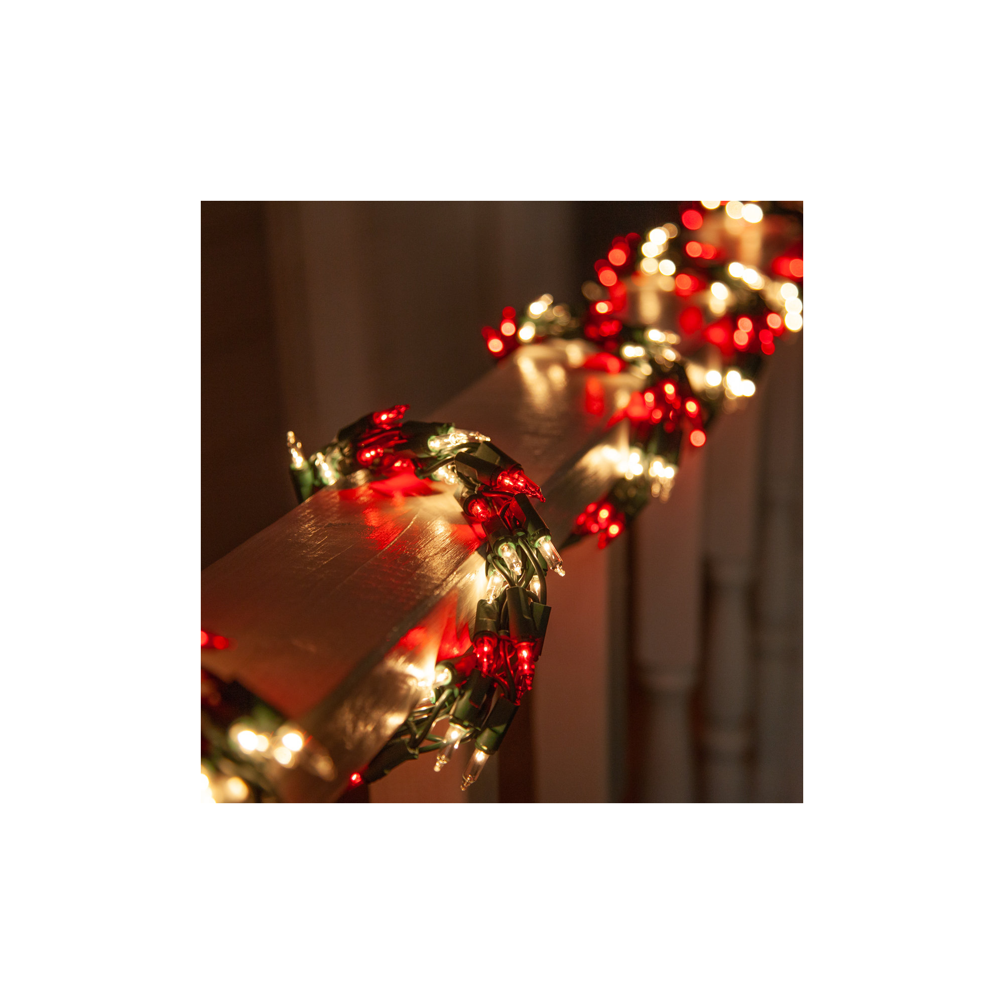 300 Bulb Garland String Lighting, Red and Clear