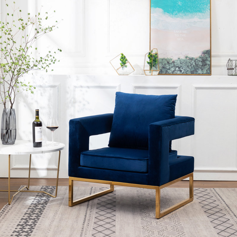 Fauteuil d'appoint rembourré Lenola, Bleu