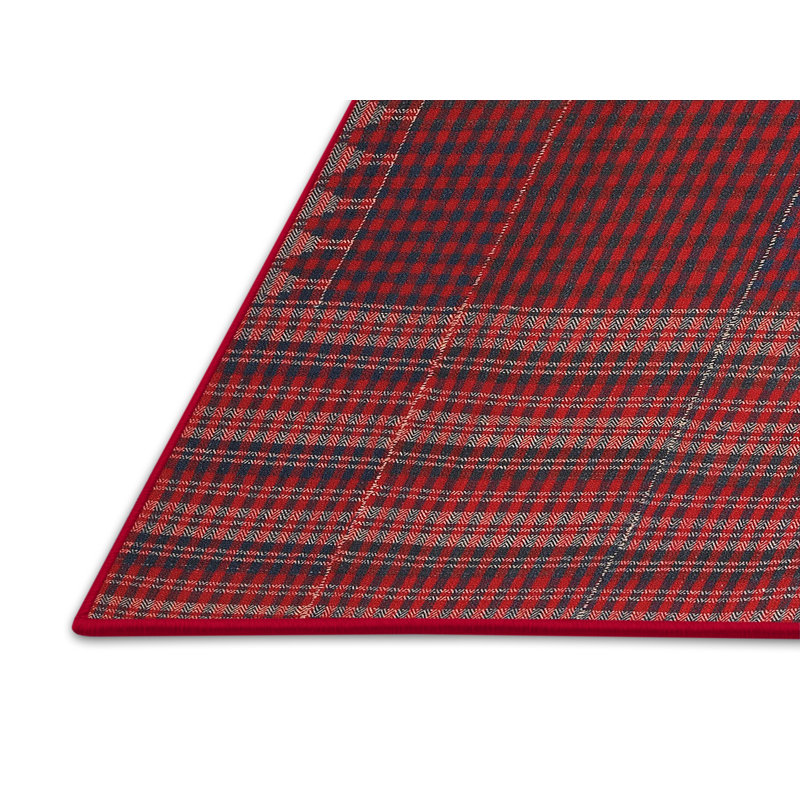Tapis de zone rouge/rose contemporaine, Rectangle 5 pi x 7 pi