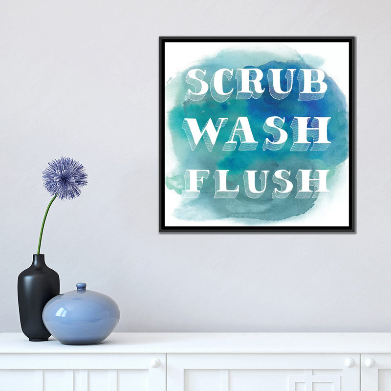 «Bathroom Do's I», art textuel sur toile, H 18 po x l 18 po x P 1,5 po, Toile avec cadre flottant noir, Pas de tapis