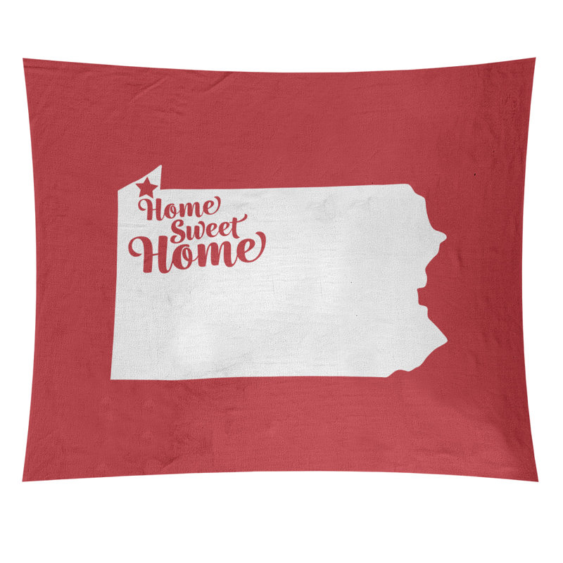Tapisserie Home Sweet Erie, H 88 po x l 104 po, Rouge