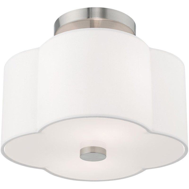 Glass Semi Flush Mount, White