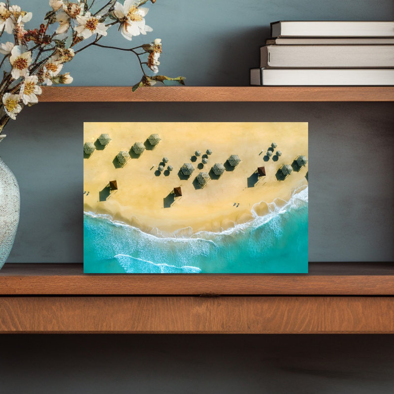 Sable doré turquoise océan, plage paisible, impression d'art mural, H 12 po x l 18 po