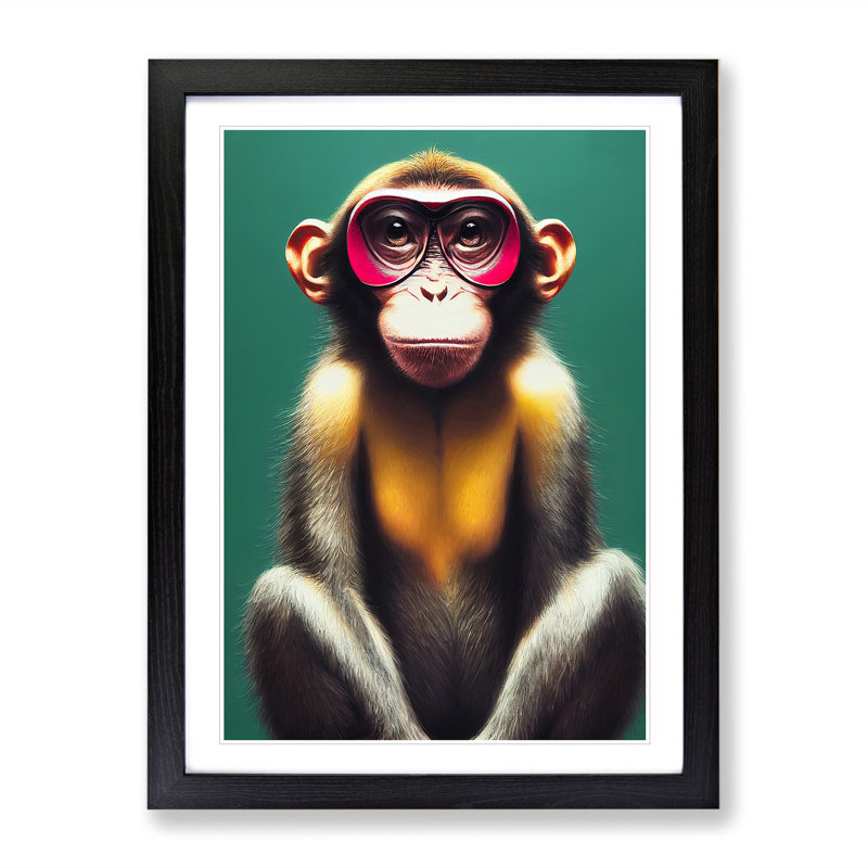 Young Monkey 94 - Single Picture Frame Print, Black, 34cm H x 25cm W x 2cm D