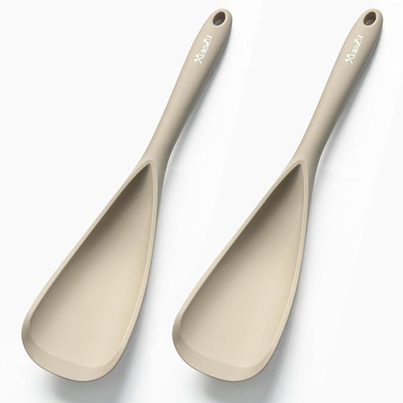Cuillère à silicone en silicone, idéale pour la cuisson et le service en silicone durable sans BPA, conception homogène, sécuritaire pour les surfaces de cuisson antiadhésives, 2 pièces