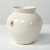 Approx. 8" High Off Whtie Ceramic Vase with Two Decorative Hooks