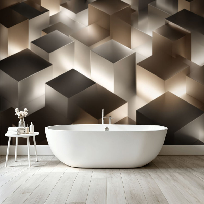 Peler et coller le papier peint adhésif mural de luxe minimaliste en couches, 68.88" L x 96" W