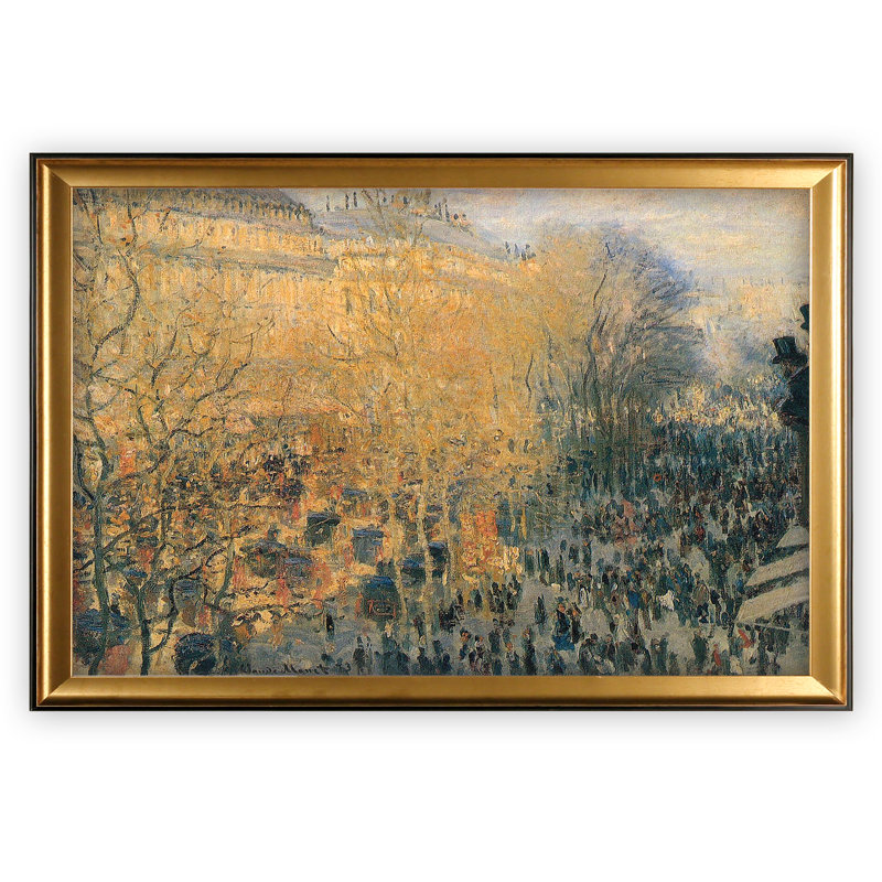 « carnaval boulevard » par claude monet, reproduction de peinture à l’huile, H 27 po x l 39 po x P 2 po, Cadre doré
