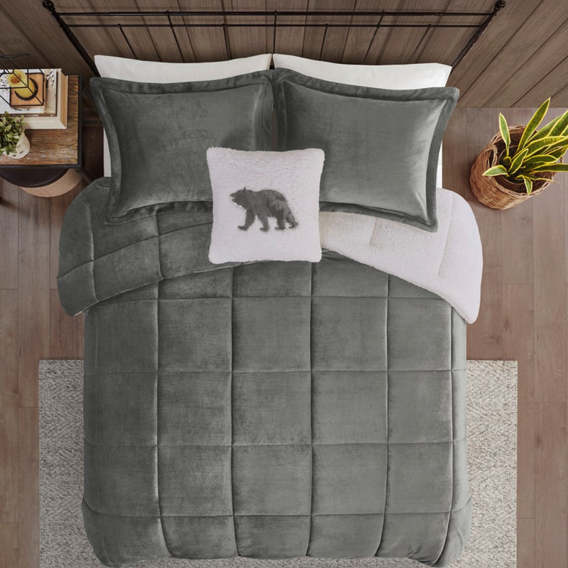 Très grand édredon très grand confort gris anthracite pour un lit chaud et relaxant, Gris