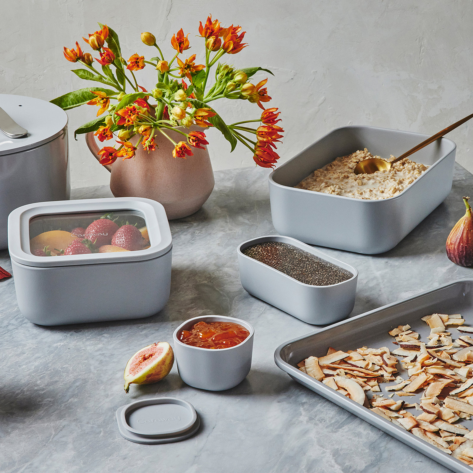 Caraway 14-Piece Glass Food Storage Set, Gray