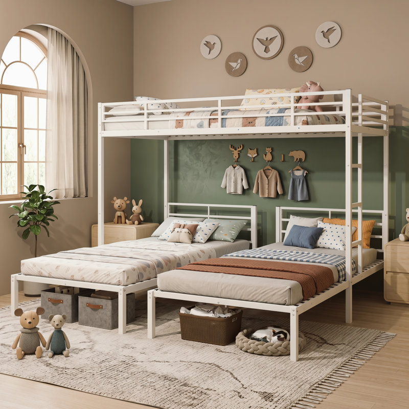 Lit superposé triple en métal pour enfants, séparé en 3 lits simples, structure à bruit réduit