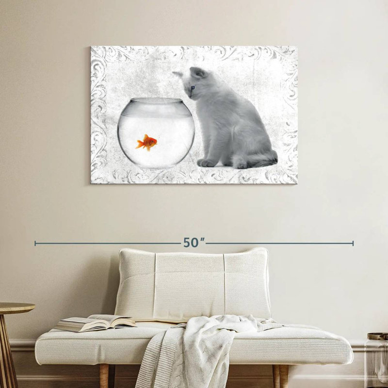 Goldfish And Cat, 26" H x 39" W