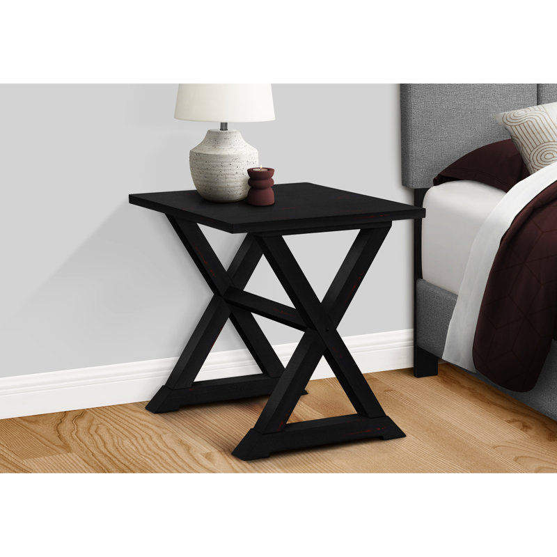 Table d'appoint en placage noir, carrée, pour la chambre à coucher et le salon, facile à assembler, 22 po L 23,5 po x H 23,5 po