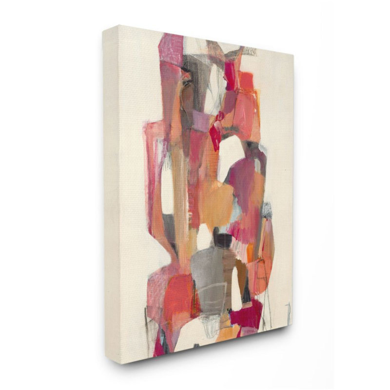 «Cented Geometric Shapes Abstract Red Orange» par Terri Burris - impression d'art graphique, H 20 po x l 16 po x 1,5 po