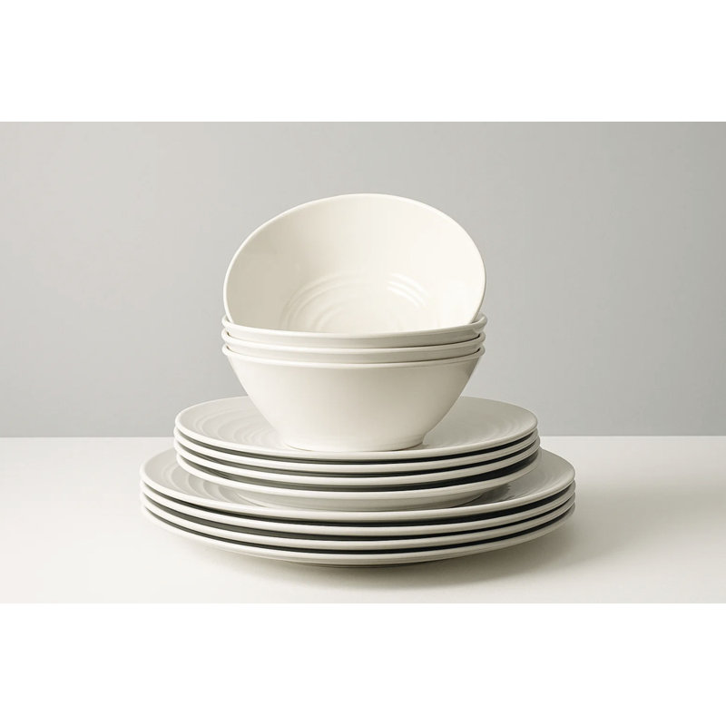 Barro NewWave Melamine Dinnerware Set - 12-Piece - White, White