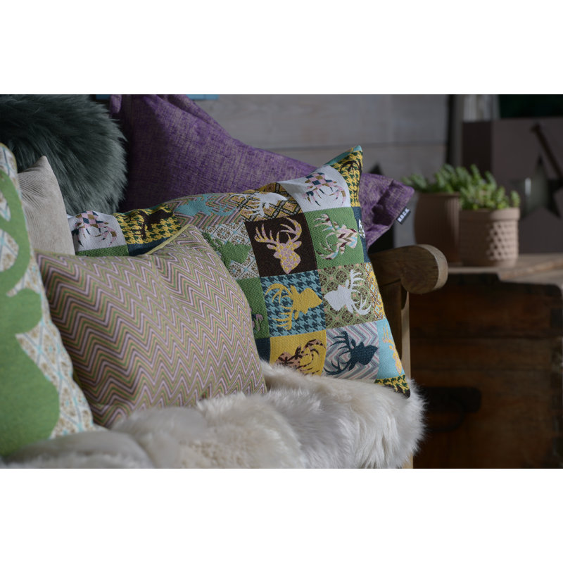 Hirsch Patchwork Square Cushion, Green