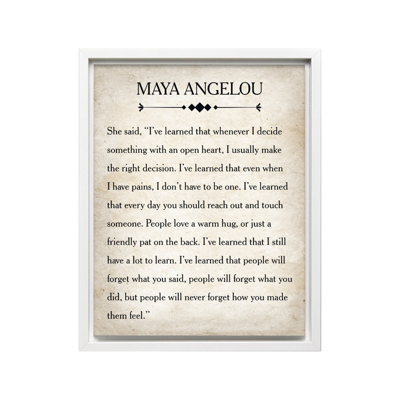 Maya Angelou, Canevas, H 18 po x l 24 po, Encadrement blanc