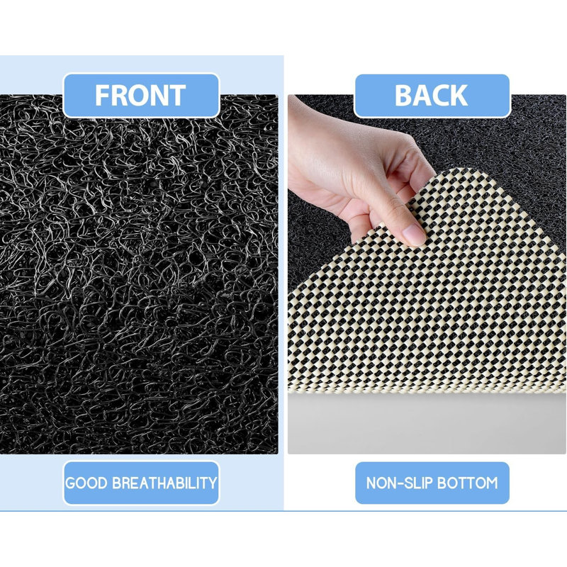 Tapis de douche antidérapant à séchage rapide avec grattoir pour les pieds, Noir