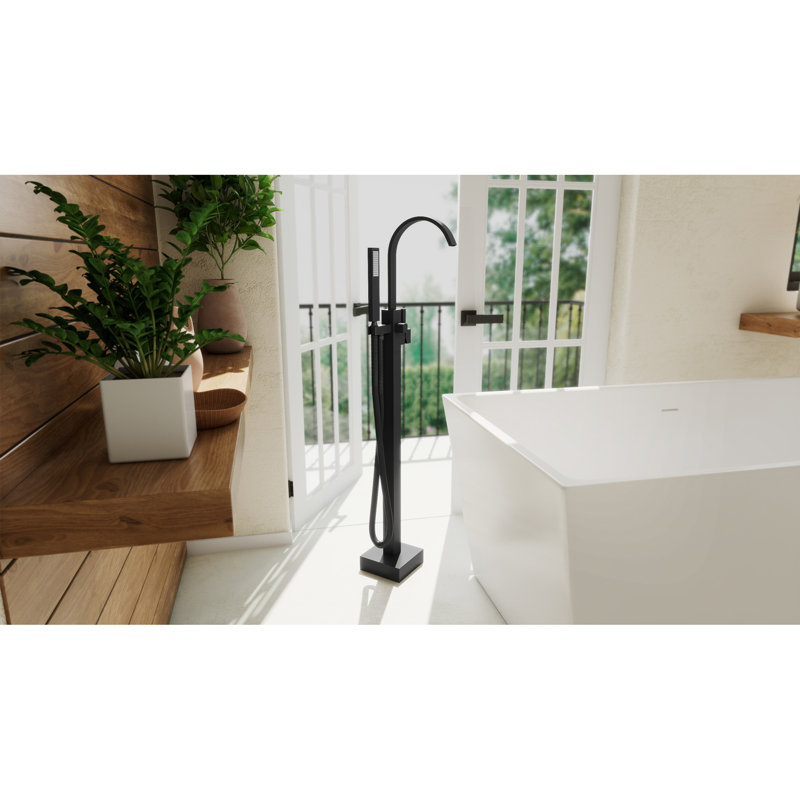 DreamLine Levantine 38 in. x 9 in. Freestanding Tub Faucet with Handshower, Matte Black