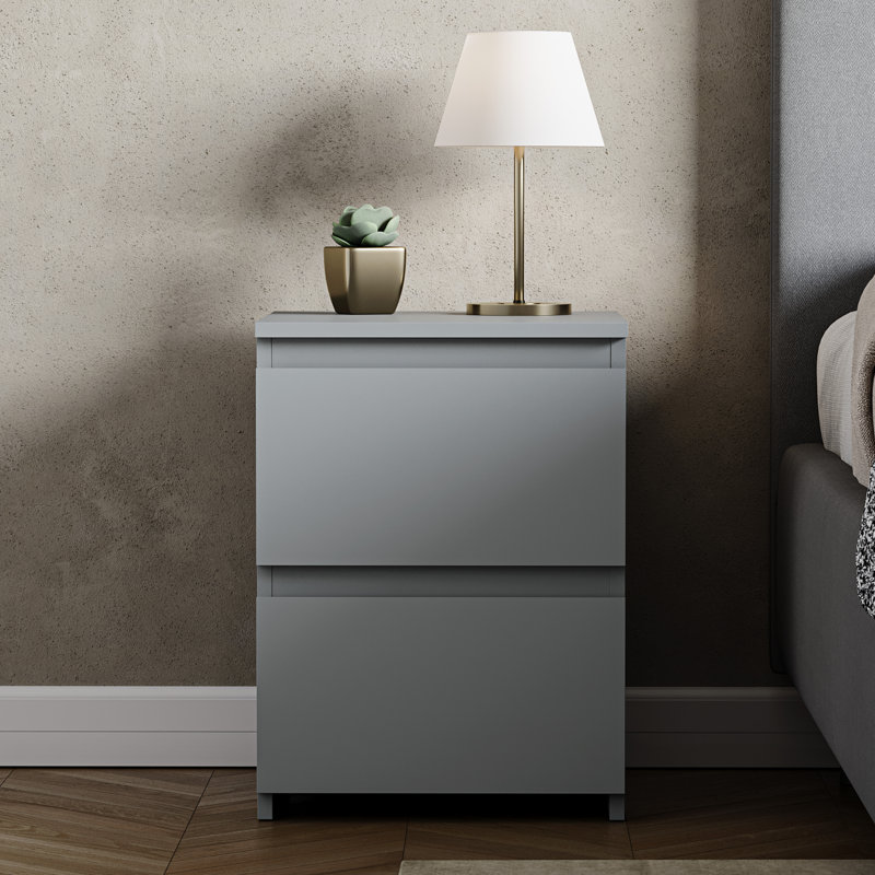 Cunha 2 - Drawer Large Bedside Bedroom Furniture, Grey