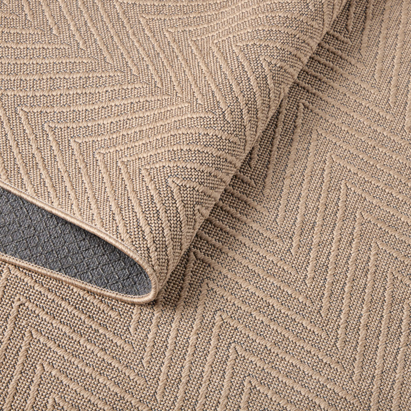 TOWN & COUNTRY BASICS Pax Herringbone Textured Solid Machine Washable Area Rug Brown, Rectangle 2' x 3'