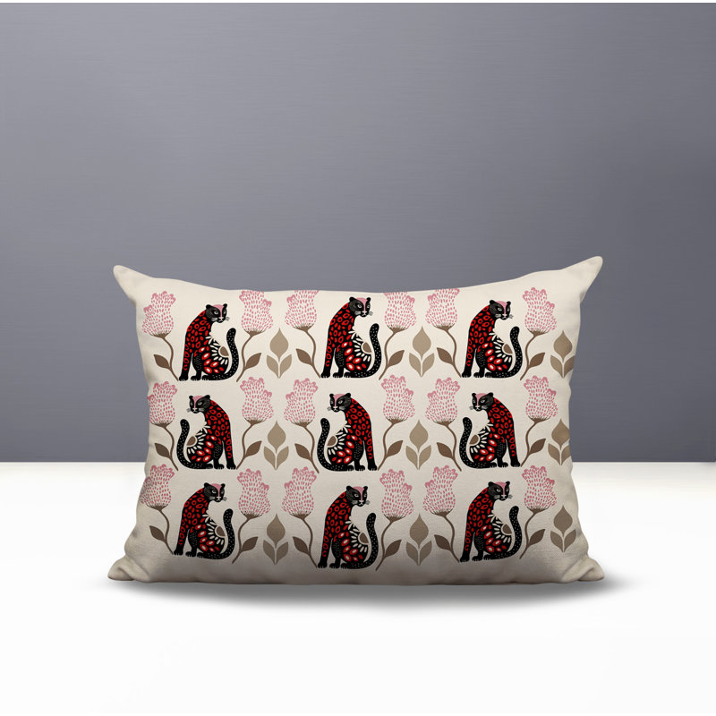 Coussin lombaire réversible intérieur / extérieur Hansa Leopard, Rectangle H 14 po x l 20 po, Rouge