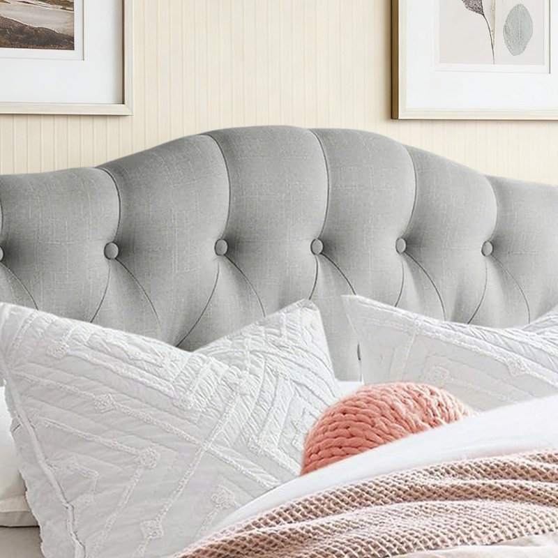 Tête de lit capitonnée et capitonnée, tête de lit en bois massif avec pieds en bois, tête de lit à hauteur ajustable de 37 po à 51 po, tête de lit en tissu au design moderne