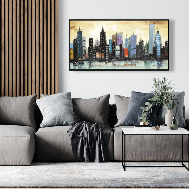 Skyline on Abstract Cityscape - Building Bedroom Canvas Decor
