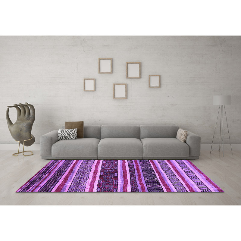 Kaleeah Washable Striped Indoor Rug, Square 4'
