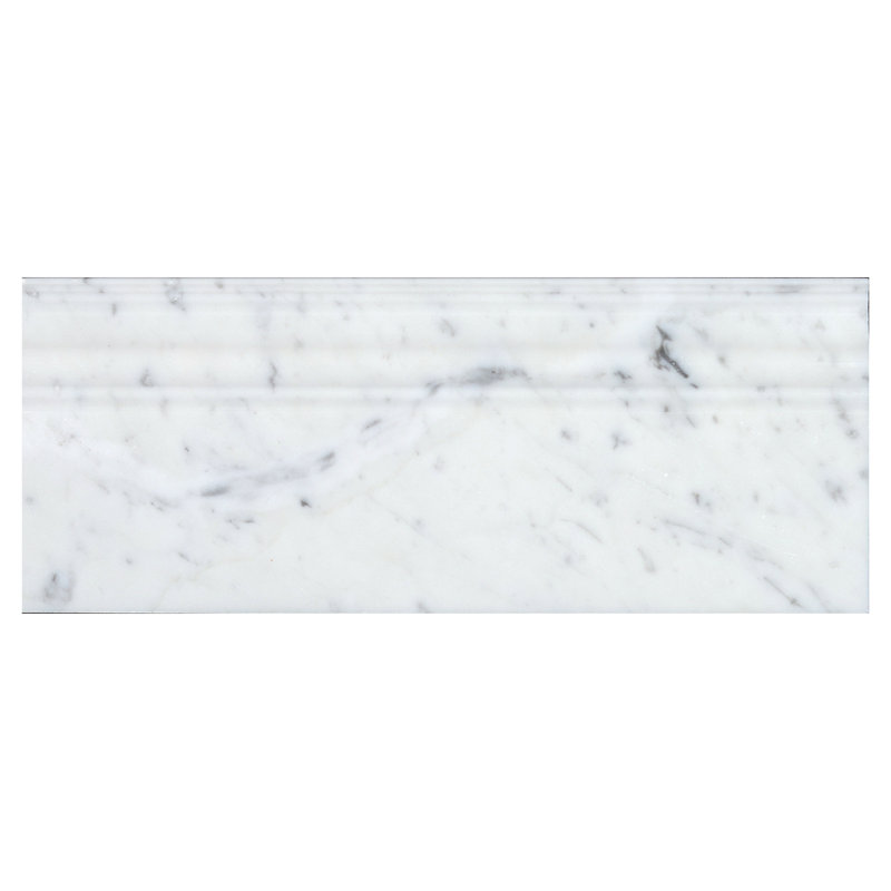 Bianco Carrara 5" x 12" Polished Marble Baseboard Tile Trim in Gray
