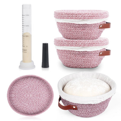 Stackable Cotton Banneton Proofing Basket Set, With Pro Sourdough Aliquot Jar For Rise Tracking – 2 X 10 Inch Oval Bread Basket, Sourdough Baking Tools For Artisan Bread Makers