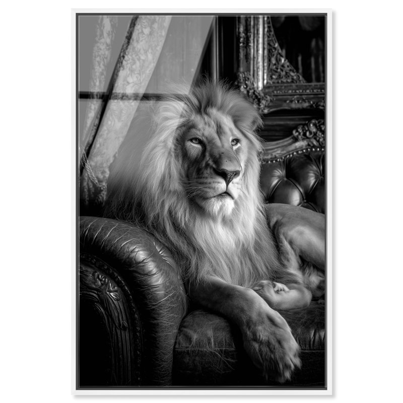 Décoration murale de luxe en acrylique à motif de lion orné par Notoriart, prêt à accrocher, H 24 po x l 16 po