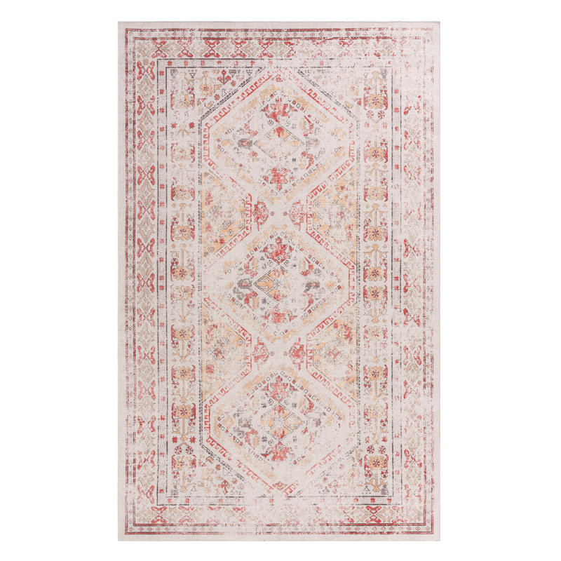 Beige Area Rug 6X9, Washable, Non-Slip, Low-Pile, Stain , Foldable For Bedroom, Living Room, Kitchen, Dining Pet- 6X9 Beige, Machine Non-Shedding, Versatile Room