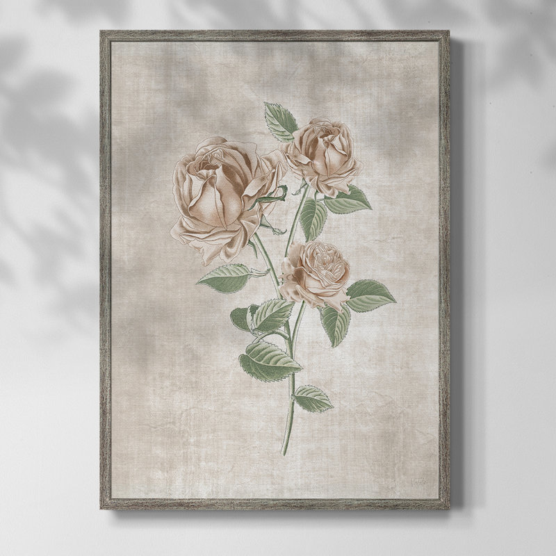 Blushing Rose Botanical II Framed Print - Solid Wood 49793, 11" H x 9" W