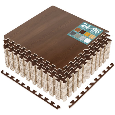 Carreaux de sol en mousse de grain de bois imperméable Sorbus, 24 tuiles, 96 pieds carrés, emboîtement, acajou clair