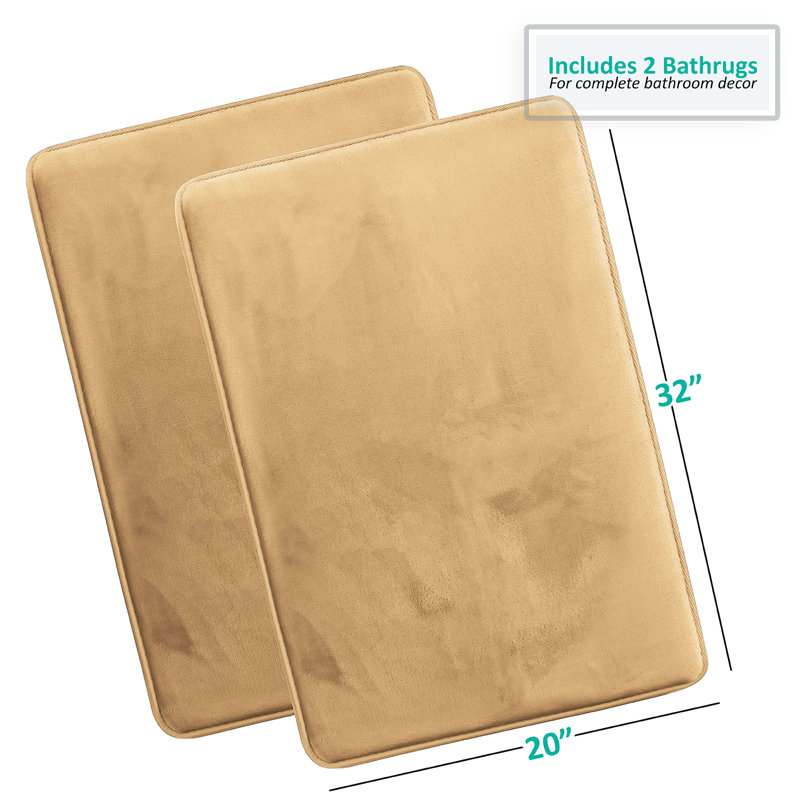 Steph Luxury Ultra Soft and Absorbent Memory Foam Bath Rug Set with Non-Slip Backing, Large: 20"W x 34"L, Camel