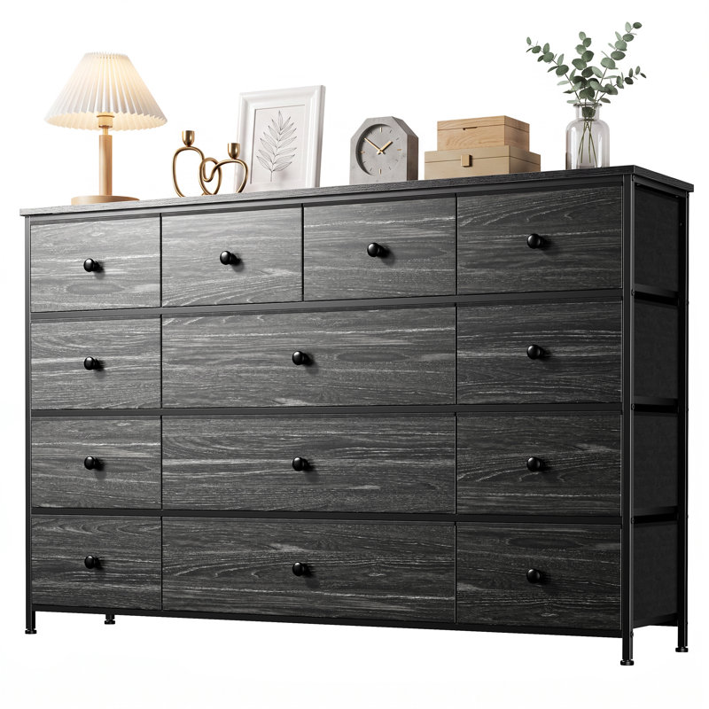 Abdulfatah 13-Drawer Dresser TV Stand – Large Storage Wooden Media Center for Bedroom & Living Room, Black