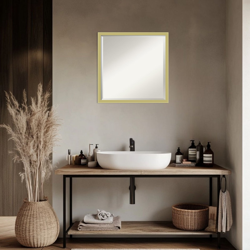 Miroir de salle de bain mural incliné, 21.5" x 17.5", Doré clair
