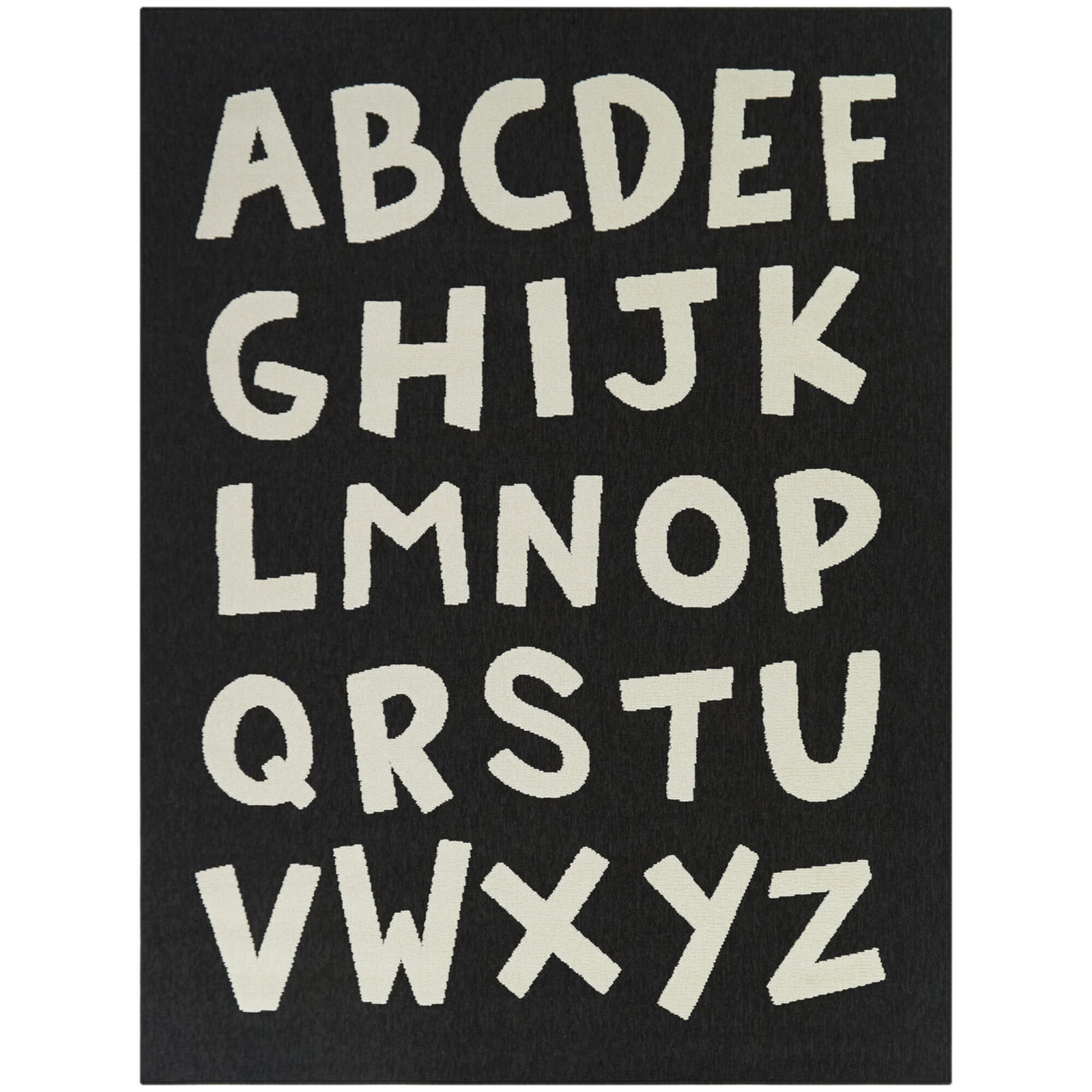 Kids Alphabet Area Rug, Rectangle 5'3" x 7', Charcoal