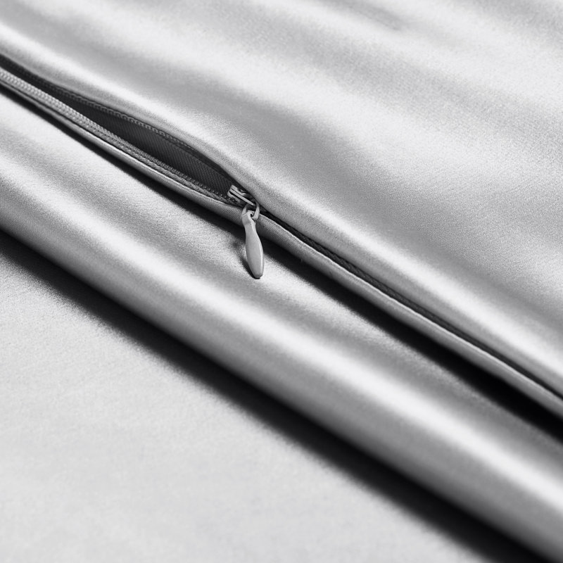 100% Mulberry Silk Pillowcase Zipper Closure, 1 Standard (Zipper Closure) Pillowcase, Silver