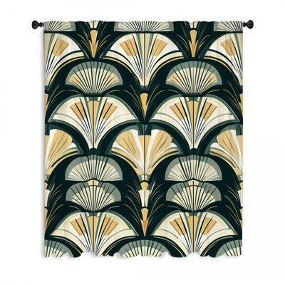 Rideaux de fenêtre de ventilateur, occultant Art Deco et voilages - 1 panneau
