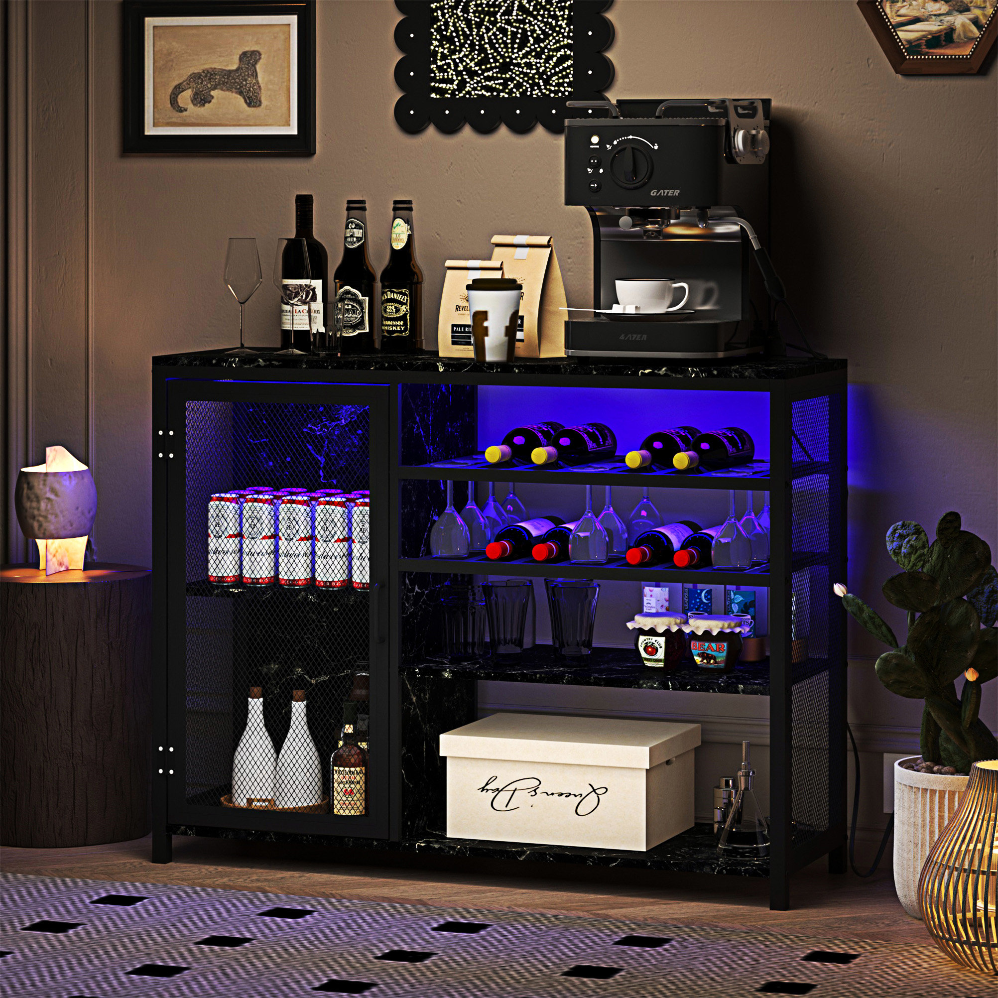 George Oliver Bar Cabinet,Wine Bar Cabinet,Liquor Storage Credenza ...