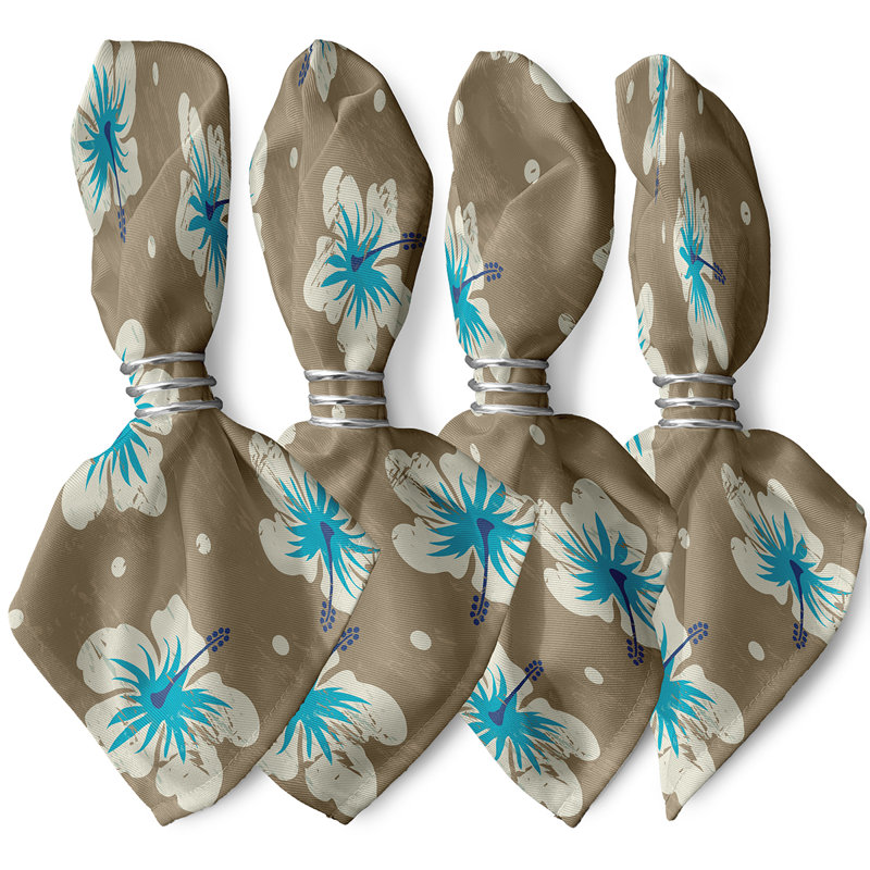 Leviner Polyester Floral Square Napkin, Brown