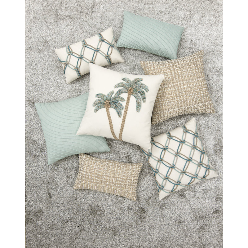 Rope Geometric Square Indoor / Outdoor Pillow Cover & Insert, Aqua