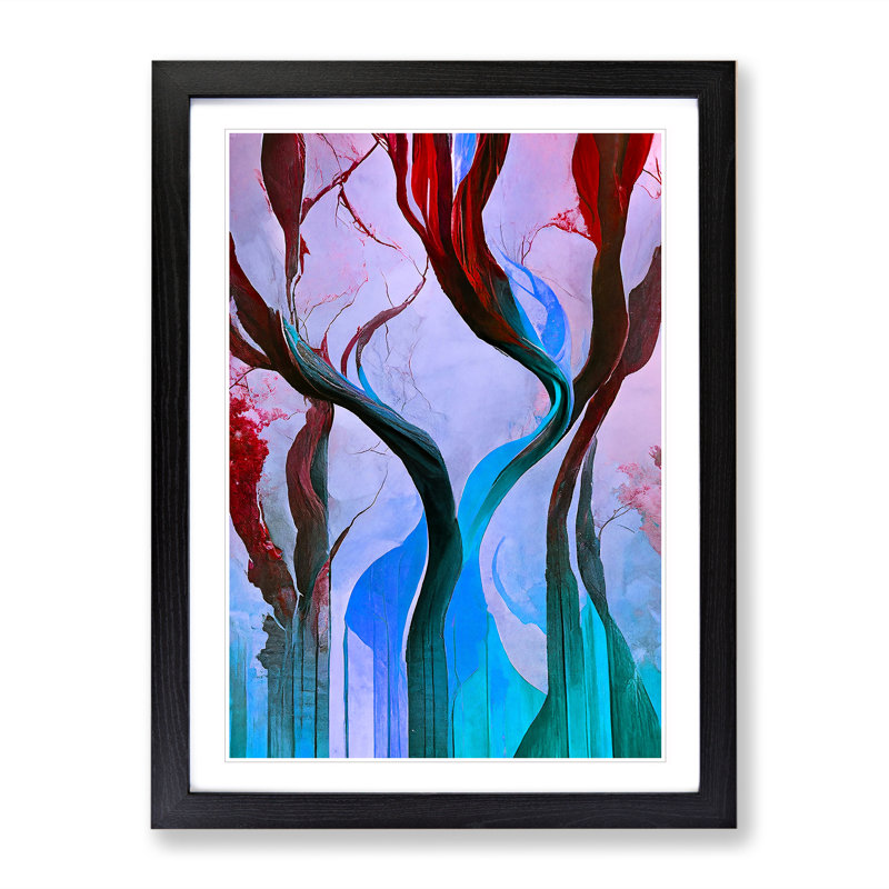 Branches Of A Tree No.1 - Painting, 66cm H x 48cm W x 2cm D, Black Framed, White