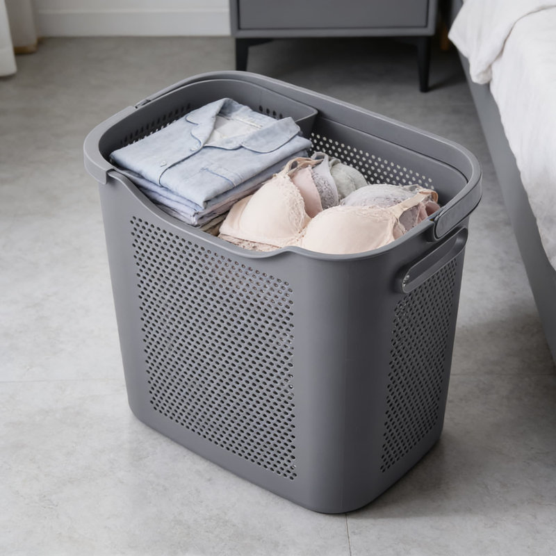 Large Grey,Large Capacity Multi-Functional Laundry Hamper With Storage Shelf, Foldable Clothes Basket For Home, Laundry Room, And Dorm Organization